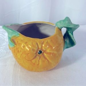 Vintage Ceramic Pottery Adorable Orange Server w Handle & Spout! CLEAN & MINTY!!